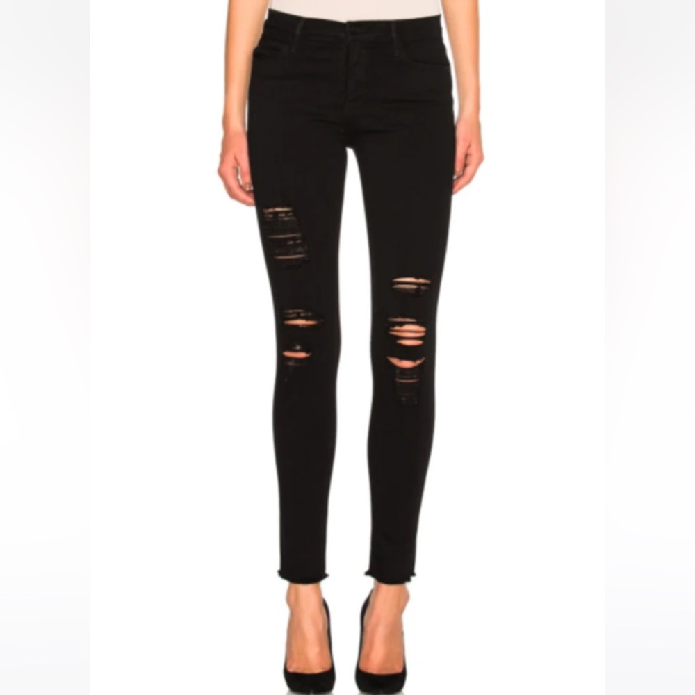 Frame Le High Skinny in Noir Jefferson 26